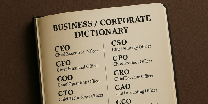 CEO, CFO, COO, CTO, CIO, CMO, CSO, CPO, CRO, CAO, CCO, CBO, CXO